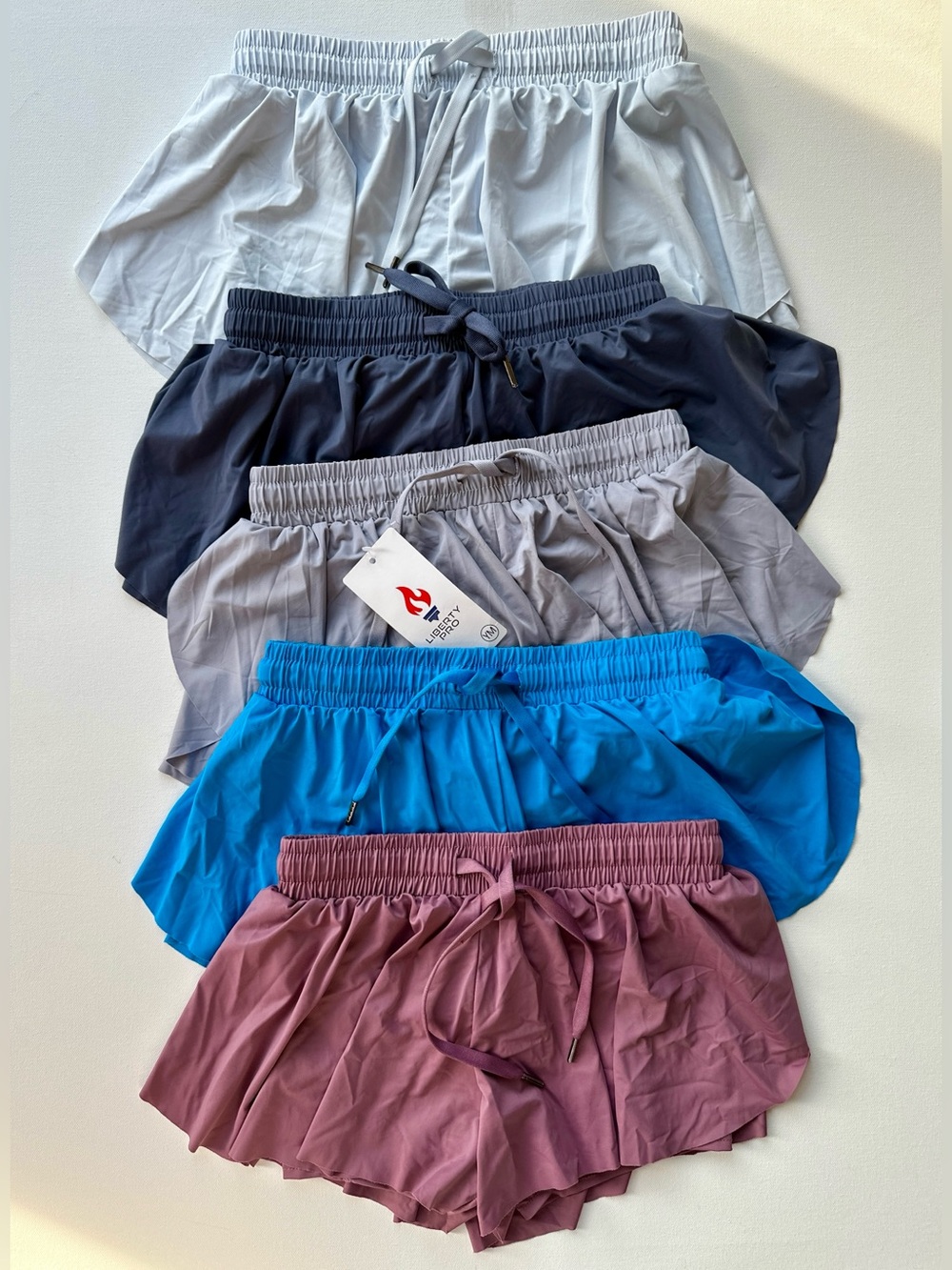 Liberty Pro Bundle of 5 Drawstring Flowy Butterfly Tulip Hem Skort Shorts Medium